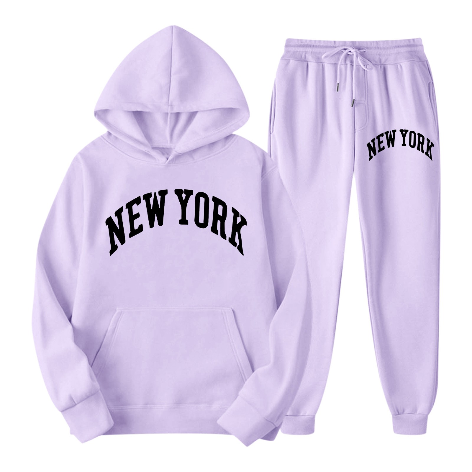 thumbnail image 2 of Conjunto de sudadera y pantalones cargo de 2 piezas para mujer - Mezcla de poliéster y algodón, sudadera con capucha oversize, ropa de estar por casa para otoño/invierno, 2 of 4